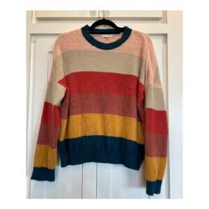 Coco + Jamieson multi stripe fuzzy crewneck sweater Med